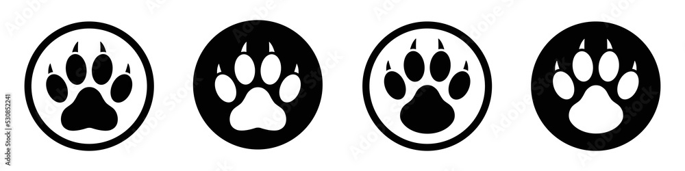 Fototapeta premium Paw Foot Animal. Animal footprint icon, vector Illustration