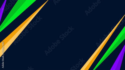 Minimal geometriic background with yellow, green, blue, purple strip and ribbon vector illustration suitable for artsy presentation simple background