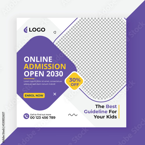 School Admission Social Media Post Design, Back to School Social Media Post Template
