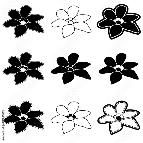Set of white and black flowers icons © wiyada138