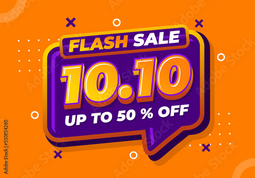 10.10 sale poster or shopping day flyer design. 10.10 Flash sale online banner.