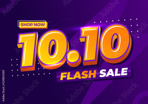 10.10 sale poster or shopping day flyer design. 10.10 Flash sale online banner.