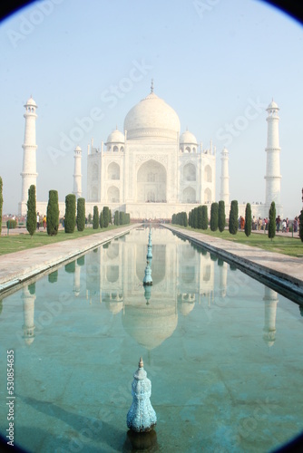 The Taj Mahal is an Islamic ivory-white marble mausoleum on the right bank of the river Yamuna in the Indian city of Agra.