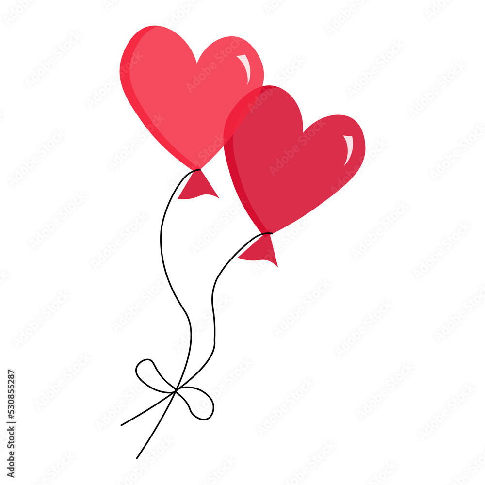 Balloons in the form of hearts. Vector drawing. For cards, invitations, gift shops, packaging, covers and brochures, valentine's day, birthday, gender parties. Balloons in the form of hearts. Vector drawing. For cards, invitations, gift shops, packaging, covers and brochures, valentine's day, birthday, gender parties.