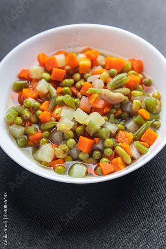 bean, peas, green bean, carrot, celery mix vegetable fresh dish healthy meal food snack diet on the table copy space food background 