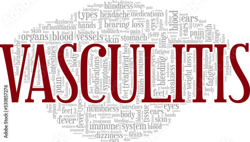Vasculitis word cloud conceptual design isolated on white background.