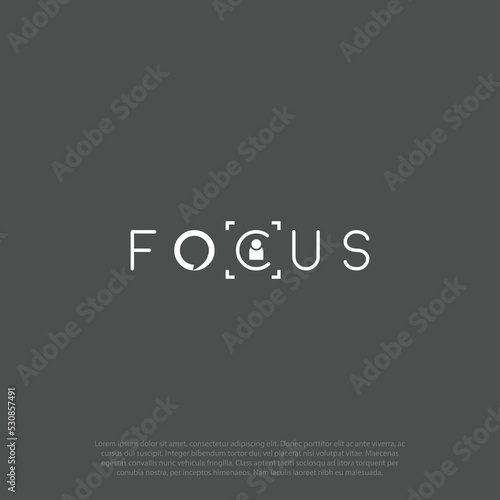 Lettering focus logo vector with focus icon for business growth startup