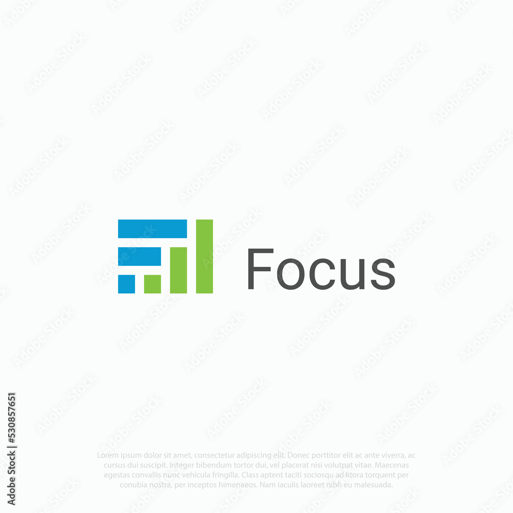 Lettering focus logo vector with focus icon for business growth startup Lettering focus logo vector with focus icon for business growth startup