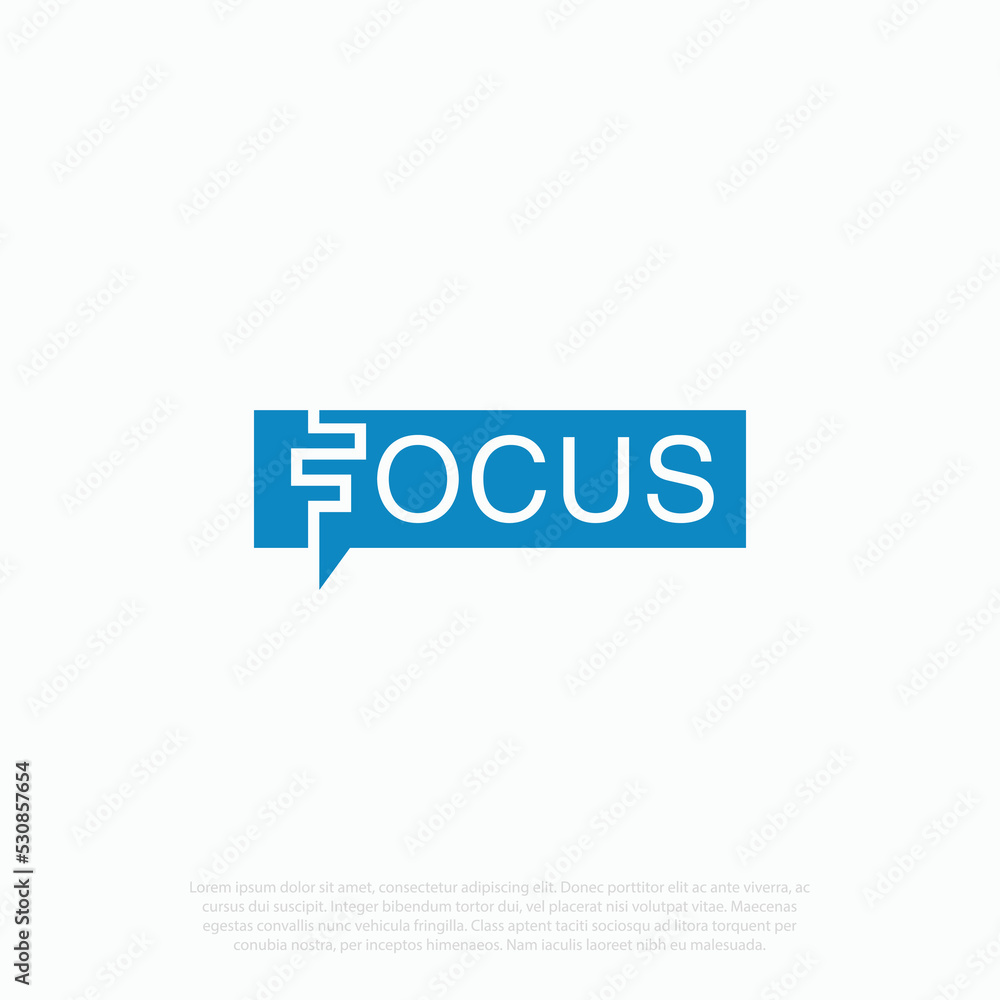 Lettering focus logo vector with focus icon for business growth startup Lettering focus logo vector with focus icon for business growth startup