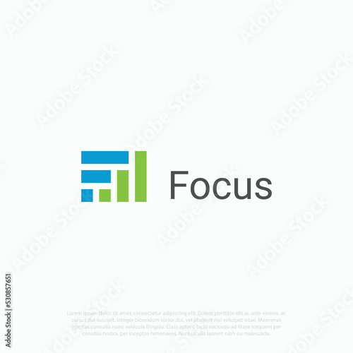 Lettering focus logo vector with focus icon for business growth startup