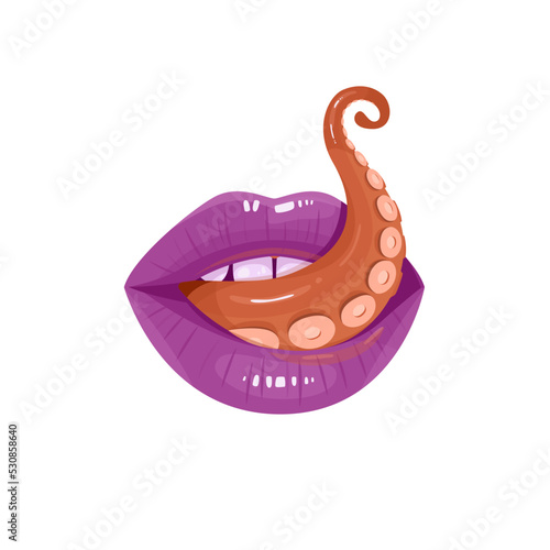Lips with octopus tentacle