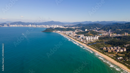 Aerial footage of Praia Brava city in Itajai in Santa Catarina © William