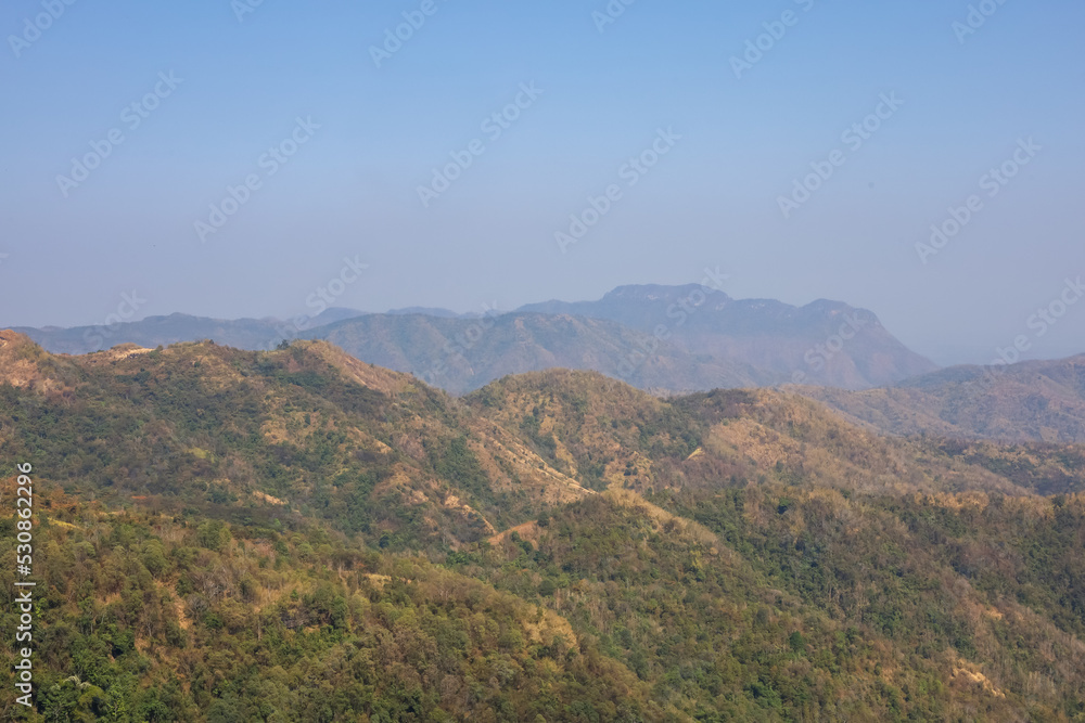 View of landscape mountain and forest at khao kho in thailand