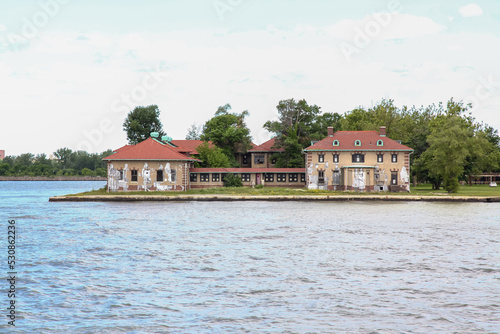 View of The Ellis Island for landscape from the ferry boat at New york,USA