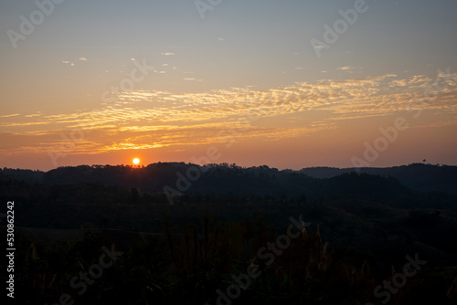 The morning time and view of landscape mountain at khao kho in thailand