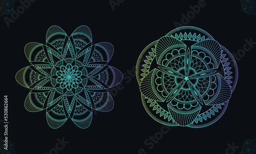 Decorative round mandalas ornaments. Anti-stress therapy patterns. Weave design elements and Unusual flower shape backgrounds.  Oriental snowflakes vector