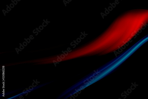 Red and blue glowing waves on a black background. Futuristic abstract background for use in web themes.