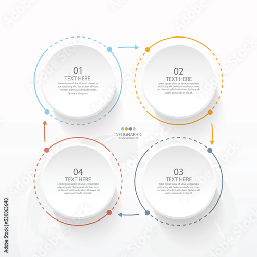 Basic circle infographic template with 4 steps.