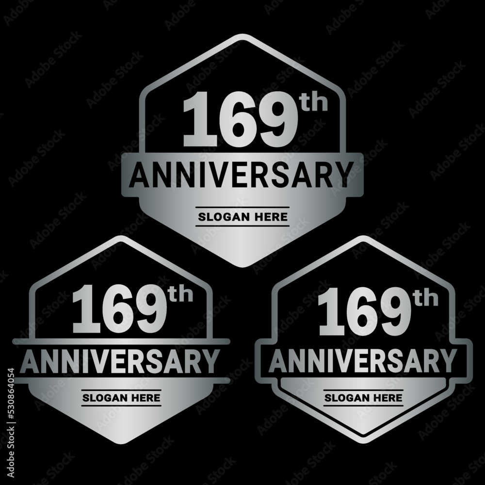 Obraz premium 169 years anniversary celebration logotype. 169th anniversary logo collection. Set of anniversary design template. Vector and illustration.