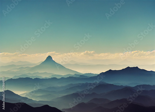 mountain horizon with high peaks