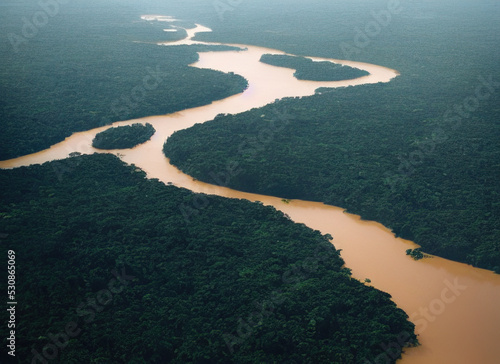 Amazon river as seen from the air