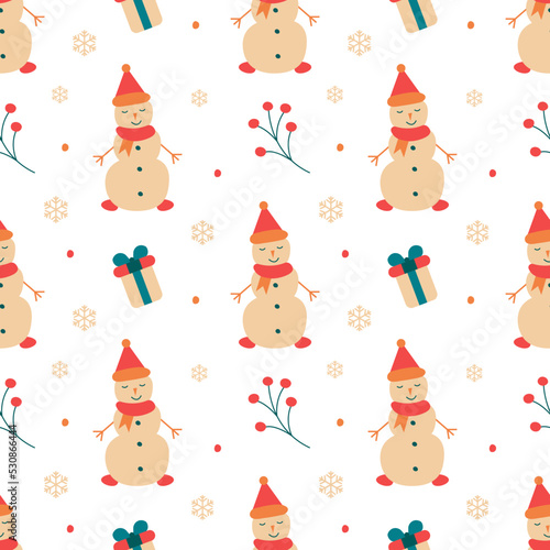 Winter Christmas seamless pattern. Creating a festive design, printing on paper and textiles.