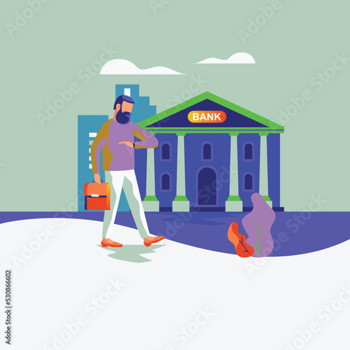 Business Development illustrations scenes with men and women taking part in business activities. Trendy vector style 57