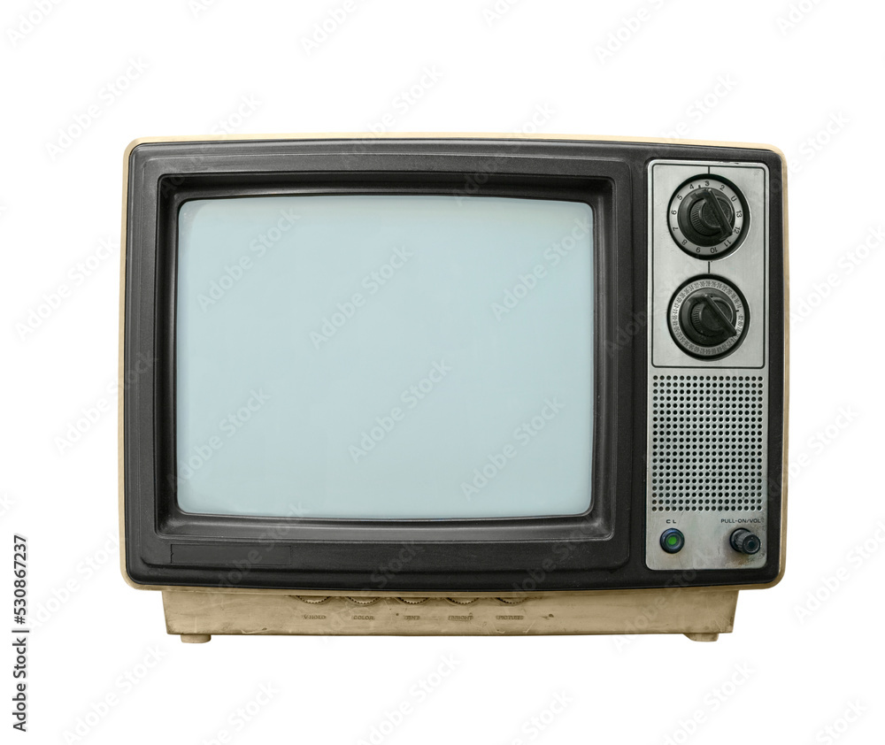 Beat up grungy old television set isolated.