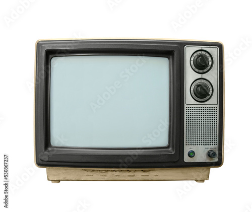 Beat up grungy old television set isolated.