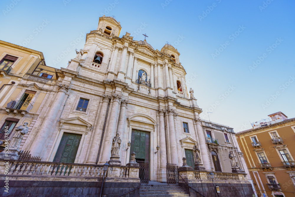 Catania, Italy. September 12, 2022. Facade of Church of St. Francis of Assisi 'all'Immacolata'