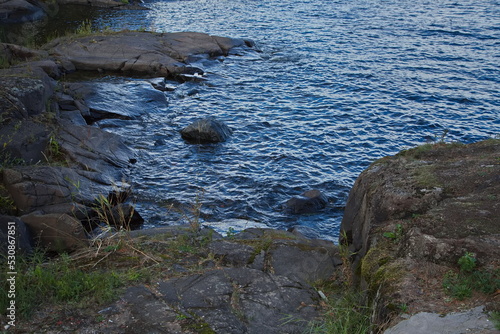 Rocky and rocky shores of Lake Ladoga.