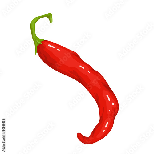 A pod of red hot chili pepper. Cartoon vector graphics.