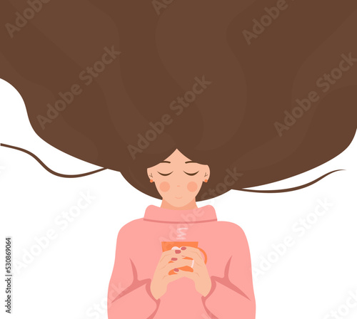  Happy girl with long hair.