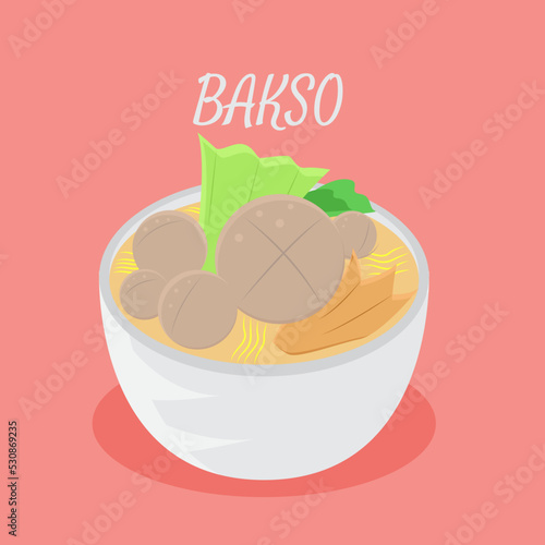 Illustration vector design of meatball or bakso from indonesian's food