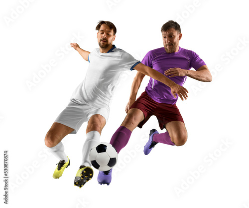 Two football player man in action