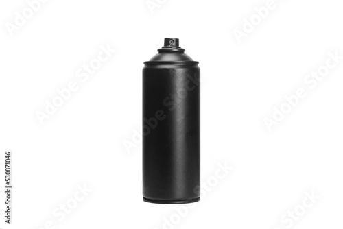 Black aerosol can on a white background.