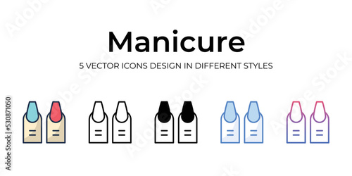 manicure icons set vector illustration. vector stock
