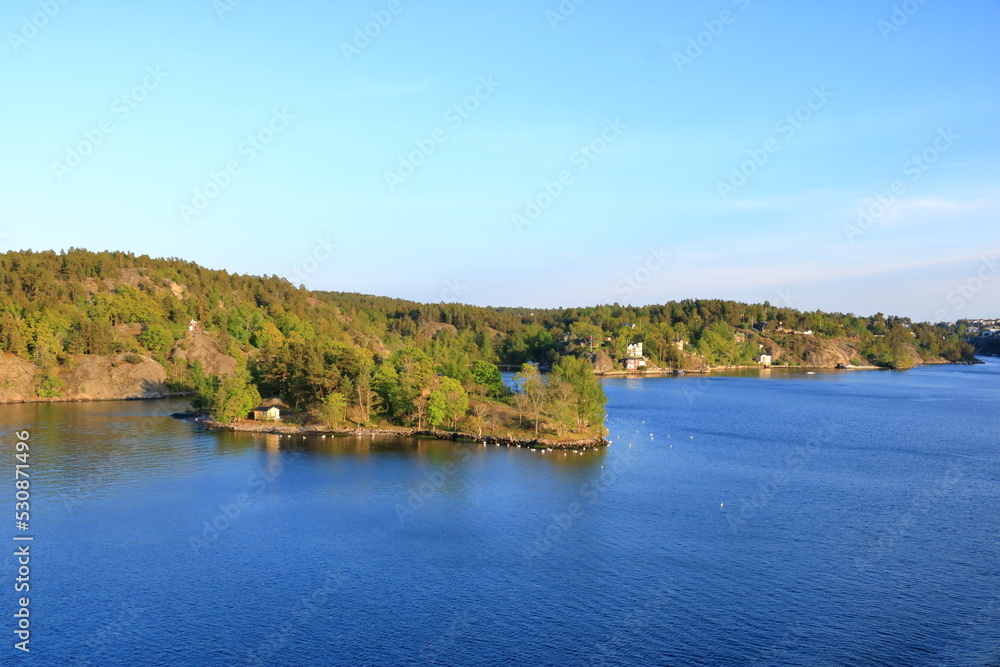 Obraz premium Stockholm Archipelago on the Baltic Sea in the evening