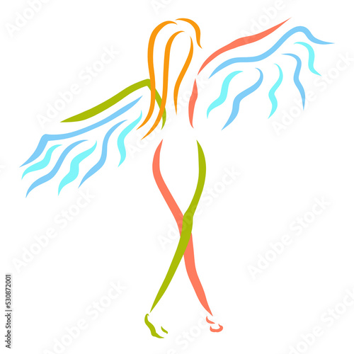 graceful winged young woman with a beautiful figure, health and sports, colorful logo © YuliaRafael Nazaryan