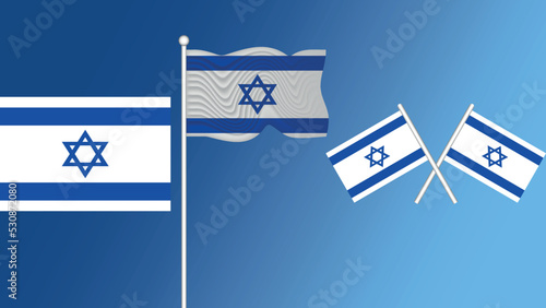 Waving flag of State of Israel on the transparency blue background vector and illustration