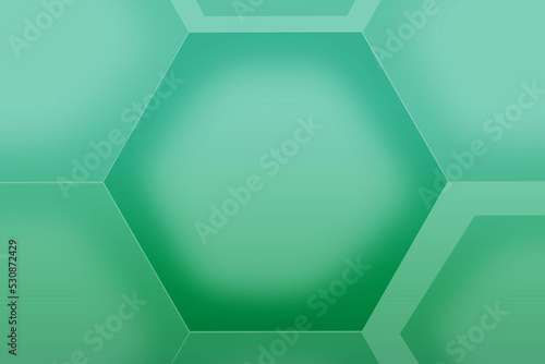 Gradient Emerald Green 3D hexagon shape pattern for abstract background