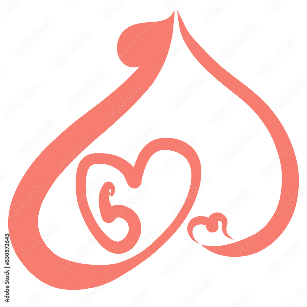 baby in the uterus of a pregnant woman, creative pattern in the shape of hearts, with a caring hand baby in the uterus of a pregnant woman, creative pattern in the shape of hearts, with a caring hand
