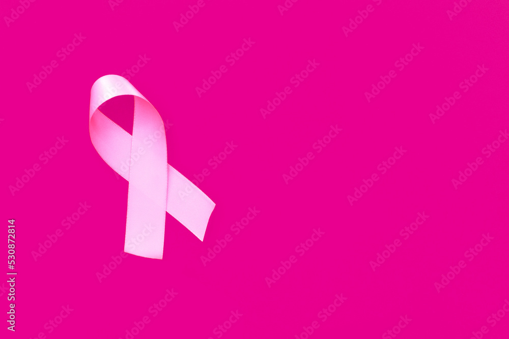 Pink October. Pink ribbon on pink background.