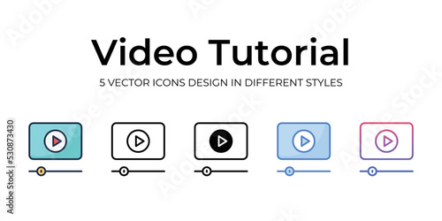 video tutorial icons set vector illustration. vector stock