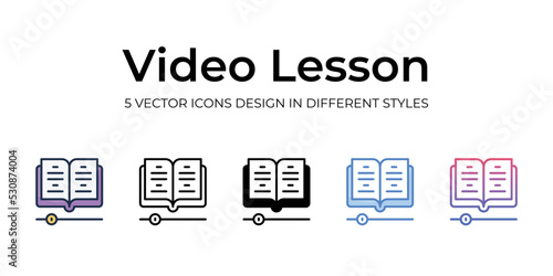 video lesson icons set vector illustration. vector stock,