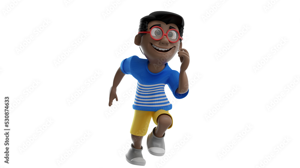 Isolated 3d illustration of happy child playing for children's day composition Isolated 3d illustration of happy child playing for children's day composition