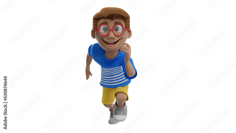 Isolated 3d illustration of happy child playing for children's day composition Isolated 3d illustration of happy child playing for children's day composition