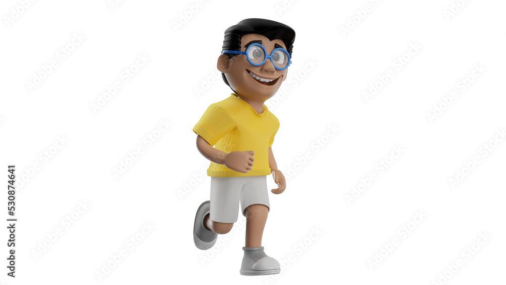 Isolated 3d illustration of happy child playing for children's day composition Isolated 3d illustration of happy child playing for children's day composition