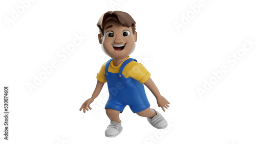 Isolated 3d illustration of happy child playing for children's day composition photo