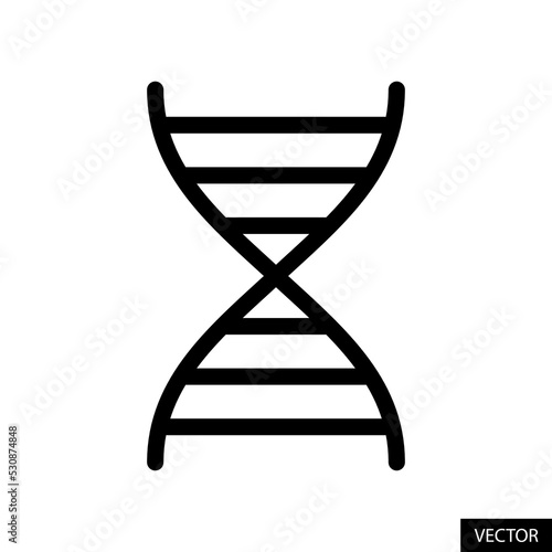 DNA, Genetics vector icon in line style design for website design, app, UI, isolated on white background. Editable stroke. Vector illustration.